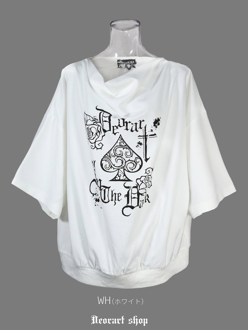 Deorart,ディオラート,モード,ゴシック,Tシャツ,ドレープ,普段使い,スペード,薔薇,裾絞り,地雷系,V系,ヴィジュアル系,大人,ファッション,衣装,メンズ,レディス,通販