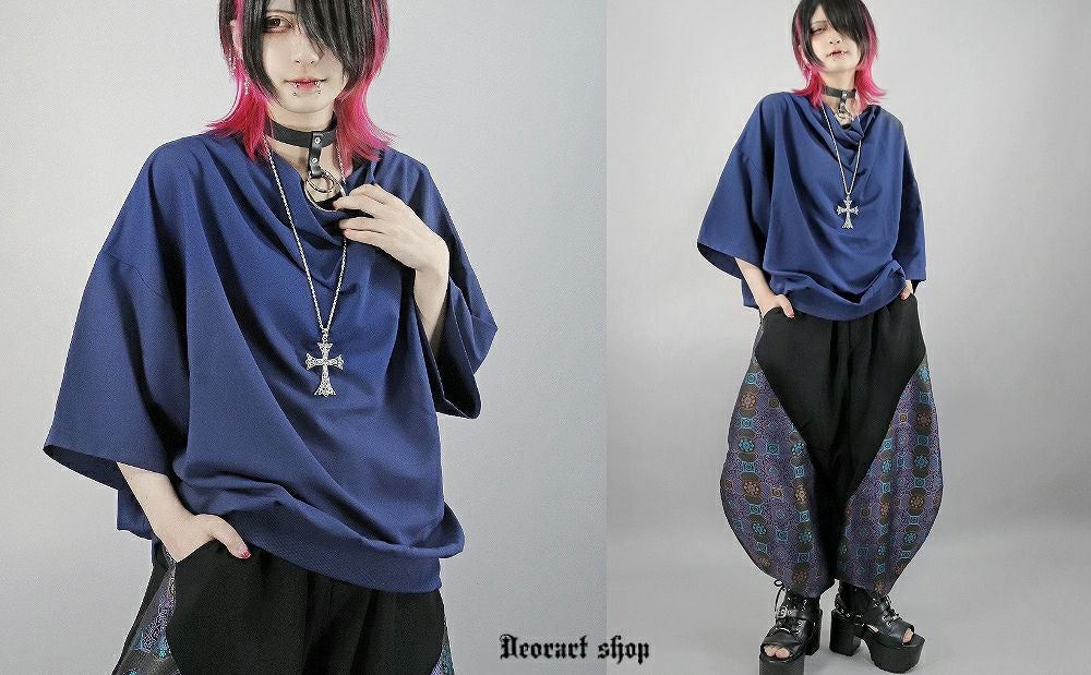 Deorart,ディオラート,モード,ゴシック,Tシャツ,ドレープ,普段使い,ロイヤルブルー,裾絞り,地雷系,V系,ヴィジュアル系,大人,ファッション,衣装,メンズ,レディス,通販