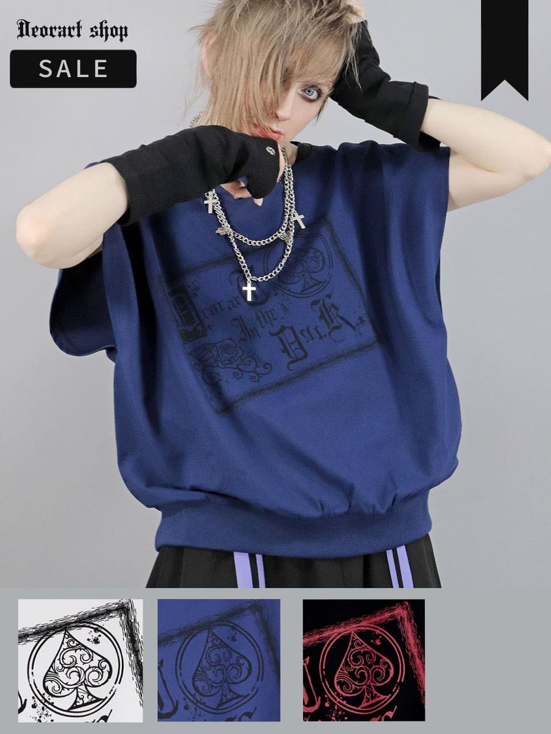 Deorart,ディオラート,モード,ゴシック,Tシャツ,ドレープ,普段使い,スペード,薔薇,裾絞り,地雷系,V系,ヴィジュアル系,大人,ファッション,衣装,メンズ,レディス,通販