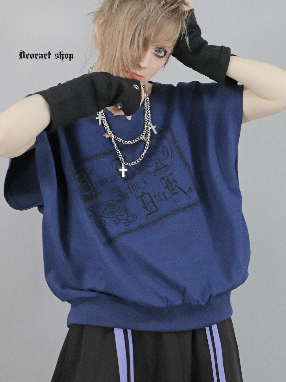 Deorart,ディオラート,モード,ゴシック,Tシャツ,ドレープ,普段使い,スペード,薔薇,裾絞り,地雷系,V系,ヴィジュアル系,大人,ファッション,衣装,メンズ,レディス,通販