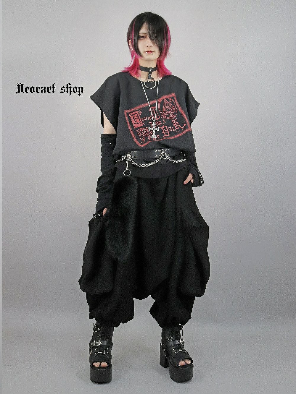 Deorart,ディオラート,モード,ゴシック,Tシャツ,ドレープ,普段使い,スペード,薔薇,裾絞り,地雷系,V系,ヴィジュアル系,大人,ファッション,衣装,メンズ,レディス,通販