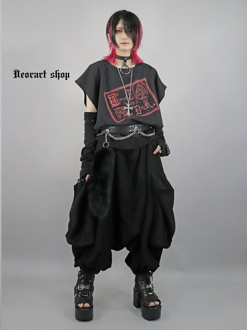 Deorart,ディオラート,モード,ゴシック,Tシャツ,ドレープ,普段使い,スペード,薔薇,裾絞り,地雷系,V系,ヴィジュアル系,大人,ファッション,衣装,メンズ,レディス,通販