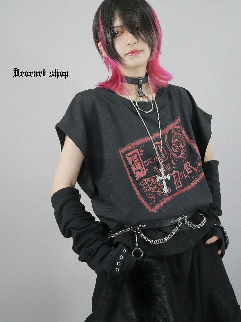 Deorart,ディオラート,モード,ゴシック,Tシャツ,ドレープ,普段使い,スペード,薔薇,裾絞り,地雷系,V系,ヴィジュアル系,大人,ファッション,衣装,メンズ,レディス,通販
