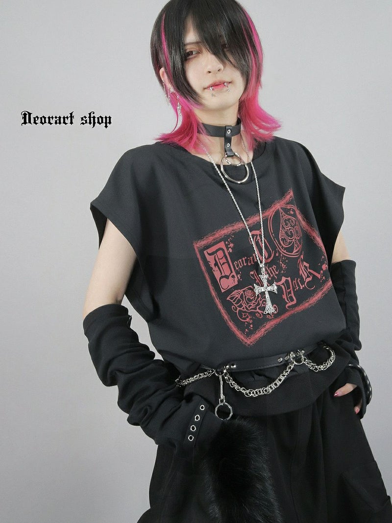 Deorart,ディオラート,モード,ゴシック,Tシャツ,ドレープ,普段使い,スペード,薔薇,裾絞り,地雷系,V系,ヴィジュアル系,大人,ファッション,衣装,メンズ,レディス,通販
