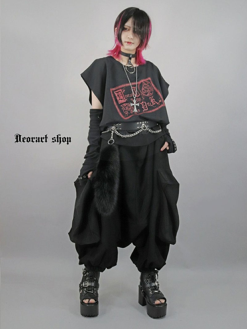Deorart,ディオラート,モード,ゴシック,Tシャツ,ドレープ,普段使い,スペード,薔薇,裾絞り,地雷系,V系,ヴィジュアル系,大人,ファッション,衣装,メンズ,レディス,通販