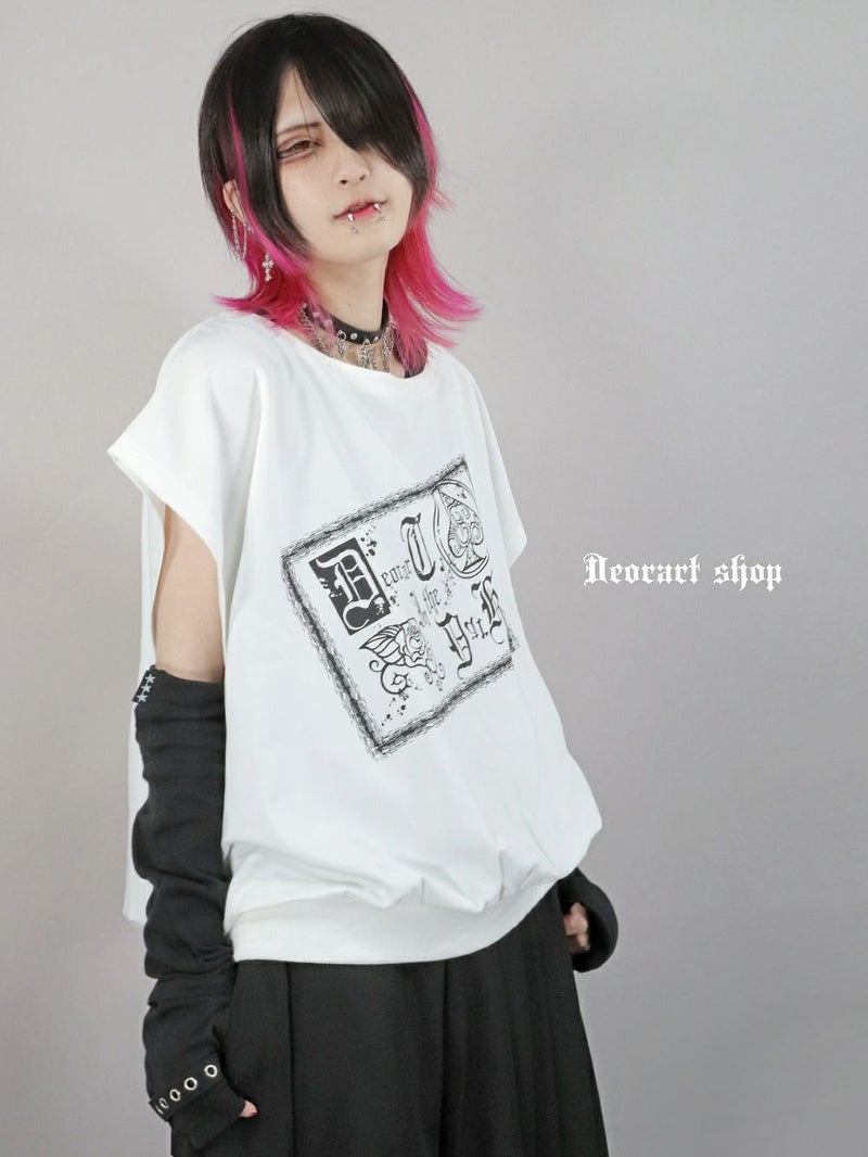 Deorart,ディオラート,モード,ゴシック,Tシャツ,ドレープ,普段使い,スペード,薔薇,裾絞り,地雷系,V系,ヴィジュアル系,大人,ファッション,衣装,メンズ,レディス,通販