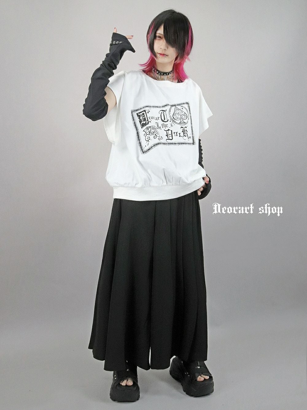 Deorart,ディオラート,モード,ゴシック,Tシャツ,ドレープ,普段使い,スペード,薔薇,裾絞り,地雷系,V系,ヴィジュアル系,大人,ファッション,衣装,メンズ,レディス,通販