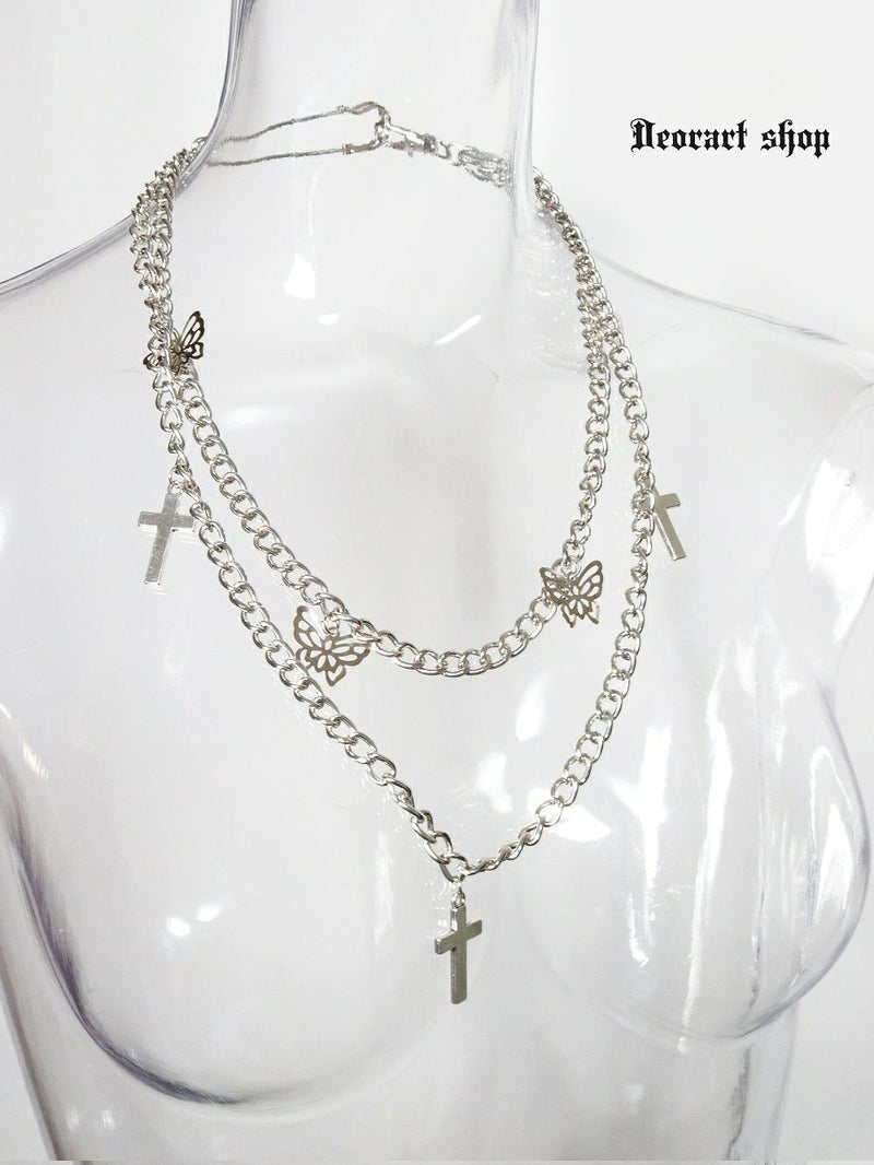 Deorart,ディオラート,V系,ヴィジュアル系,ネックレス,ペンダント,ジャラジャラ,重ね付け,3連,4連,三連,四連,薔薇,十字架,ネックレス,バンド,メンズ,レディス