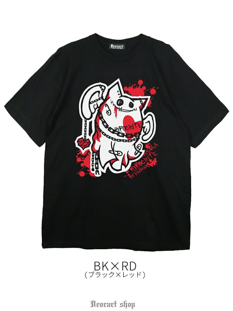Deorart,ディオラート,ビッグT,オーバーサイズ,プリント,Tシャツ,NECOLA,ネコラ,地雷系, ペア,お揃い,天使,悪魔,メタル系,ライブ,V系,emo,Vrock