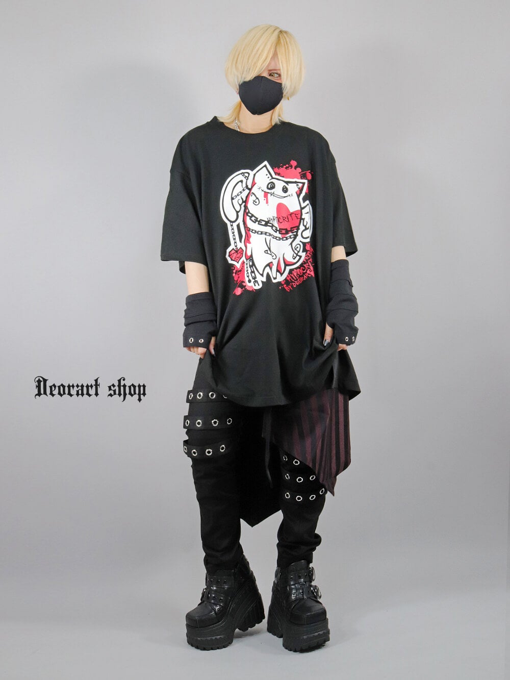 Deorart,ディオラート,ビッグT,オーバーサイズ,プリント,Tシャツ,NECOLA,ネコラ,地雷系, ペア,お揃い,天使,悪魔,メタル系,ライブ,V系,emo,Vrock
