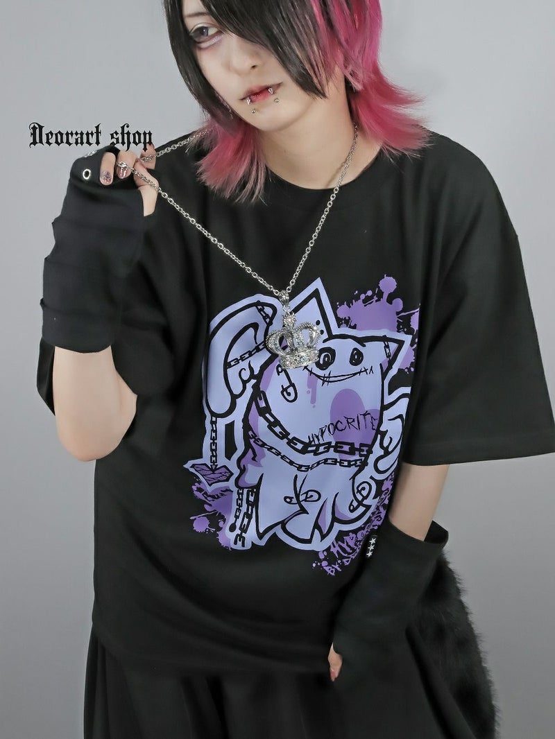 Deorart,ディオラート,ビッグT,オーバーサイズ,プリント,Tシャツ,NECOLA,ネコラ,地雷系, ペア,お揃い,天使,悪魔,メタル系,ライブ,V系,emo,Vrock