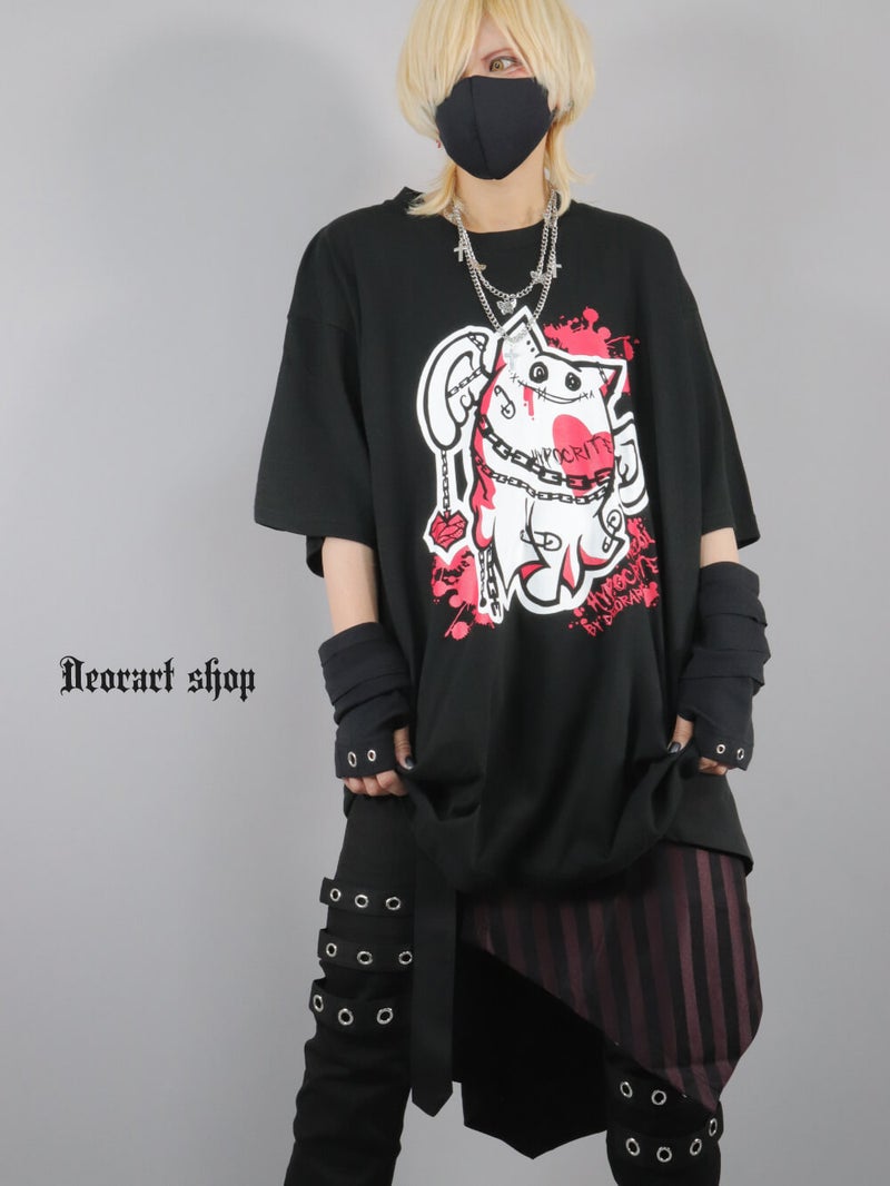 Deorart,ディオラート,ビッグT,オーバーサイズ,プリント,Tシャツ,NECOLA,ネコラ,地雷系, ペア,お揃い,天使,悪魔,メタル系,ライブ,V系,emo,Vrock