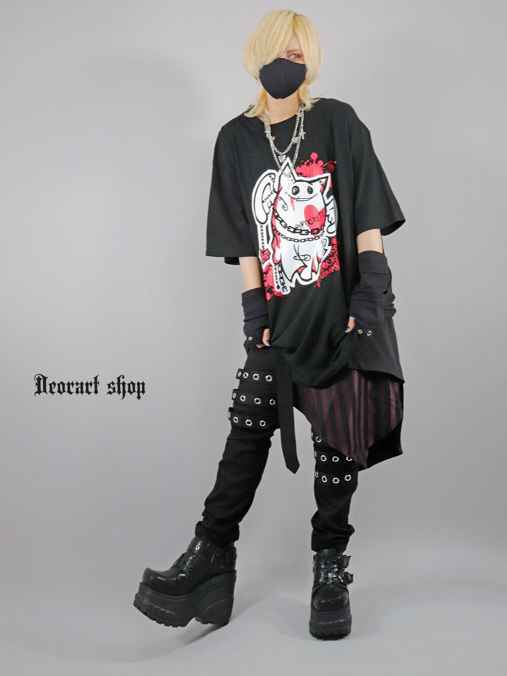 Deorart,ディオラート,ビッグT,オーバーサイズ,プリント,Tシャツ,NECOLA,ネコラ,地雷系, ペア,お揃い,天使,悪魔,メタル系,ライブ,V系,emo,Vrock
