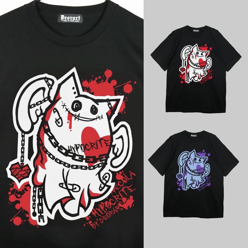 Deorart,ディオラート,ビッグT,オーバーサイズ,プリント,Tシャツ,NECOLA,ネコラ,地雷系, ペア,お揃い,天使,悪魔,メタル系,ライブ,V系,emo,Vrock
