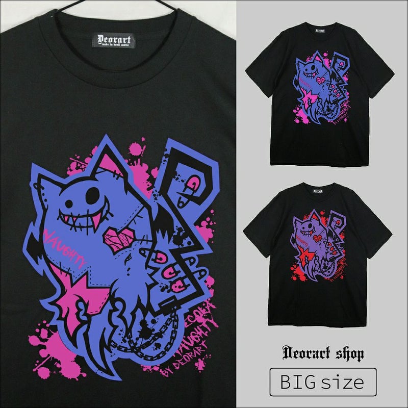 Deorart,ディオラート,ビッグT,オーバーサイズ,プリント,Tシャツ,NECOLA,ネコラ,地雷系,ペア,お揃い,天使,悪魔,メタル系,ライブ,V系,emo,Vrock
