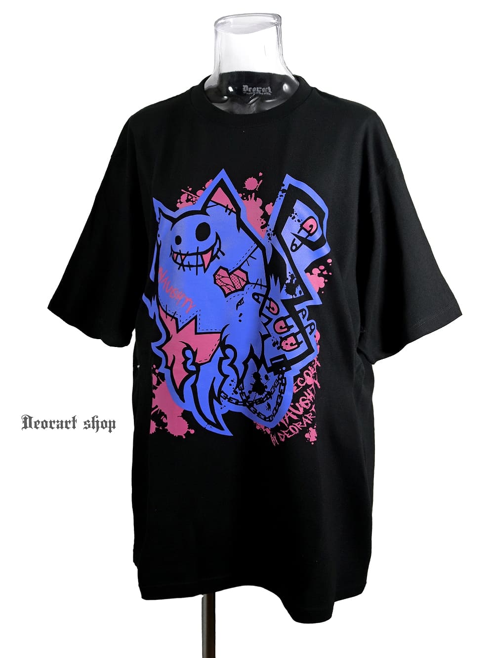 Deorart,ディオラート,ビッグT,オーバーサイズ,プリント,Tシャツ,NECOLA,ネコラ,地雷系,ペア,お揃い,天使,悪魔,メタル系,ライブ,V系,emo,Vrock