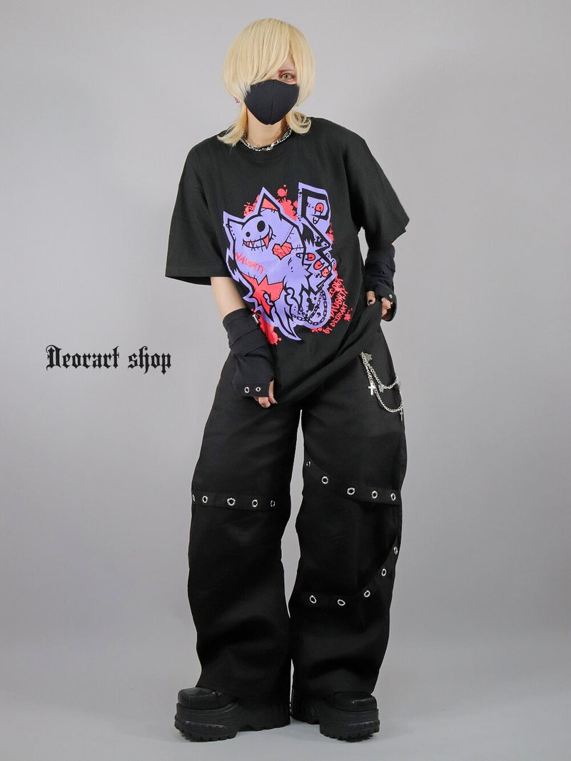 Deorart,ディオラート,ビッグT,オーバーサイズ,プリント,Tシャツ,NECOLA,ネコラ,地雷系,ペア,お揃い,天使,悪魔,メタル系,ライブ,V系,emo,Vrock
