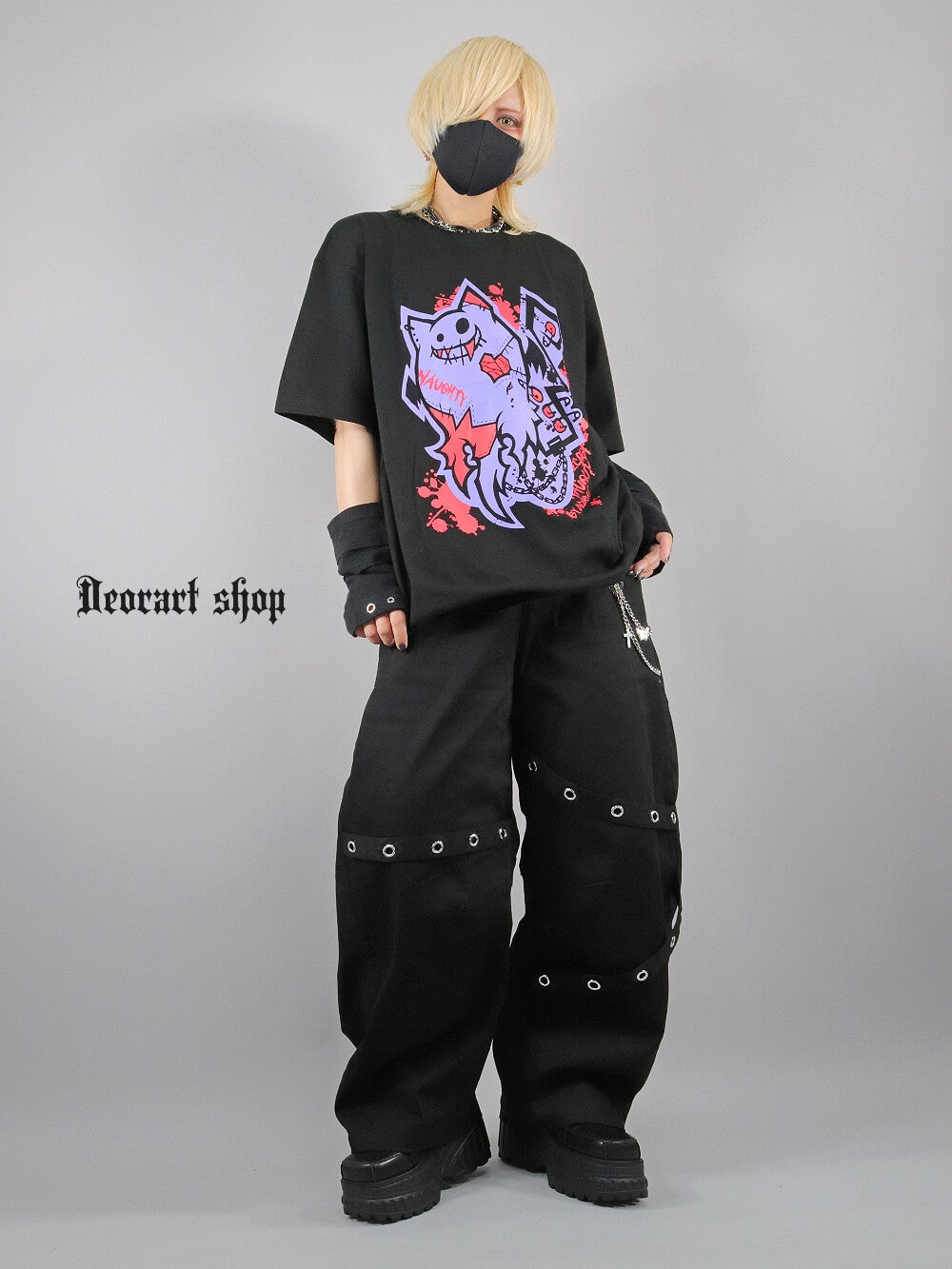Deorart,ディオラート,ビッグT,オーバーサイズ,プリント,Tシャツ,NECOLA,ネコラ,地雷系,ペア,お揃い,天使,悪魔,メタル系,ライブ,V系,emo,Vrock