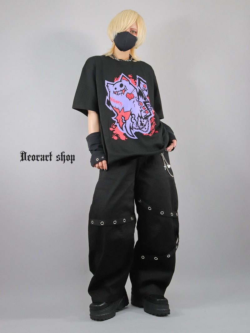 Deorart,ディオラート,ビッグT,オーバーサイズ,プリント,Tシャツ,NECOLA,ネコラ,地雷系,ペア,お揃い,天使,悪魔,メタル系,ライブ,V系,emo,Vrock