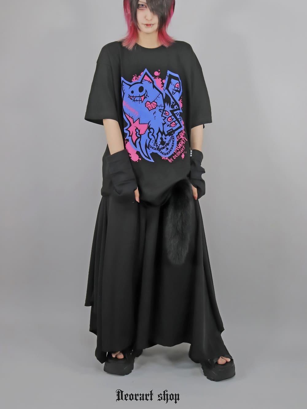Deorart,ディオラート,ビッグT,オーバーサイズ,プリント,Tシャツ,NECOLA,ネコラ,地雷系,ペア,お揃い,天使,悪魔,メタル系,ライブ,V系,emo,Vrock