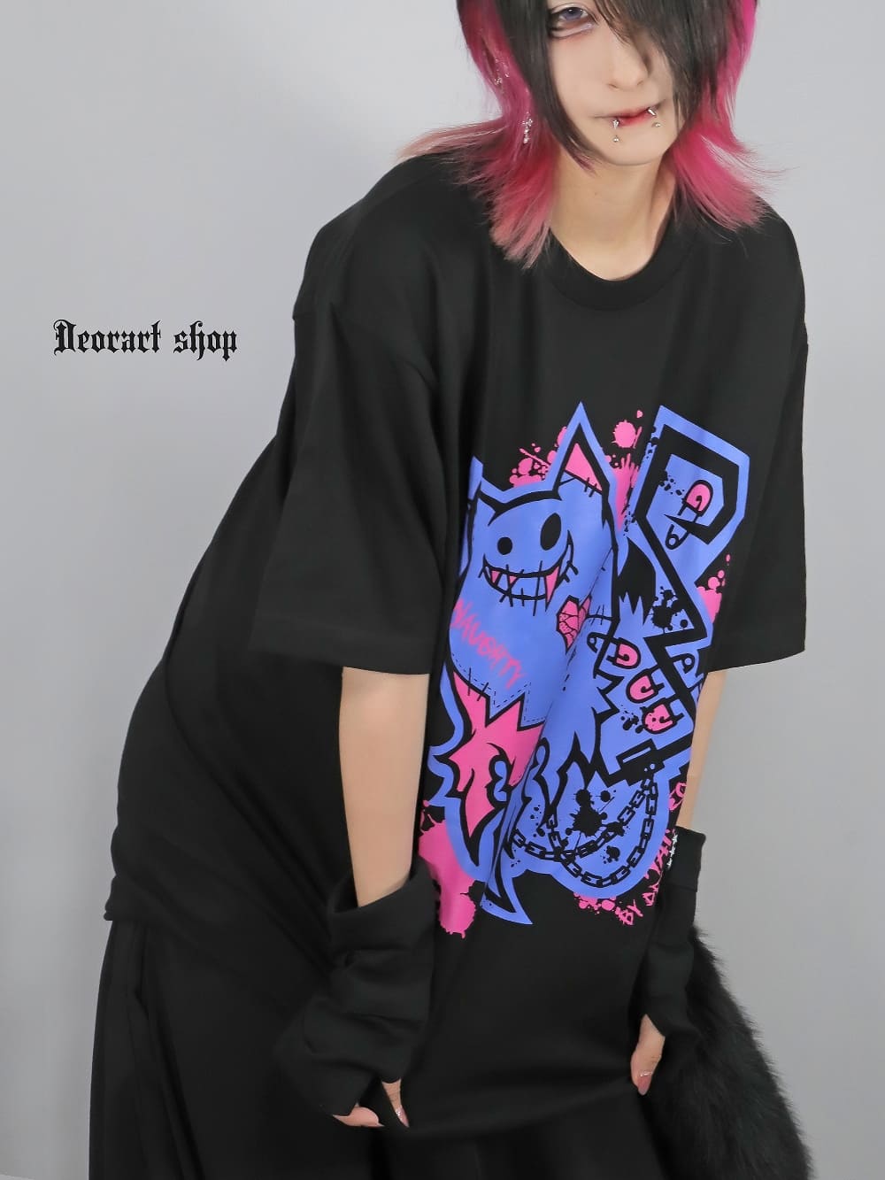 Deorart,ディオラート,ビッグT,オーバーサイズ,プリント,Tシャツ,NECOLA,ネコラ,地雷系,ペア,お揃い,天使,悪魔,メタル系,ライブ,V系,emo,Vrock