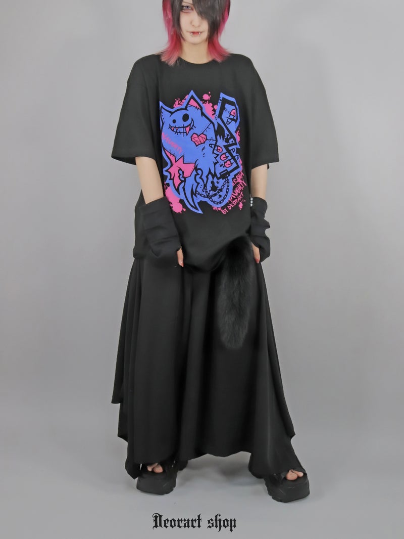 Deorart,ディオラート,ビッグT,オーバーサイズ,プリント,Tシャツ,NECOLA,ネコラ,地雷系,ペア,お揃い,天使,悪魔,メタル系,ライブ,V系,emo,Vrock