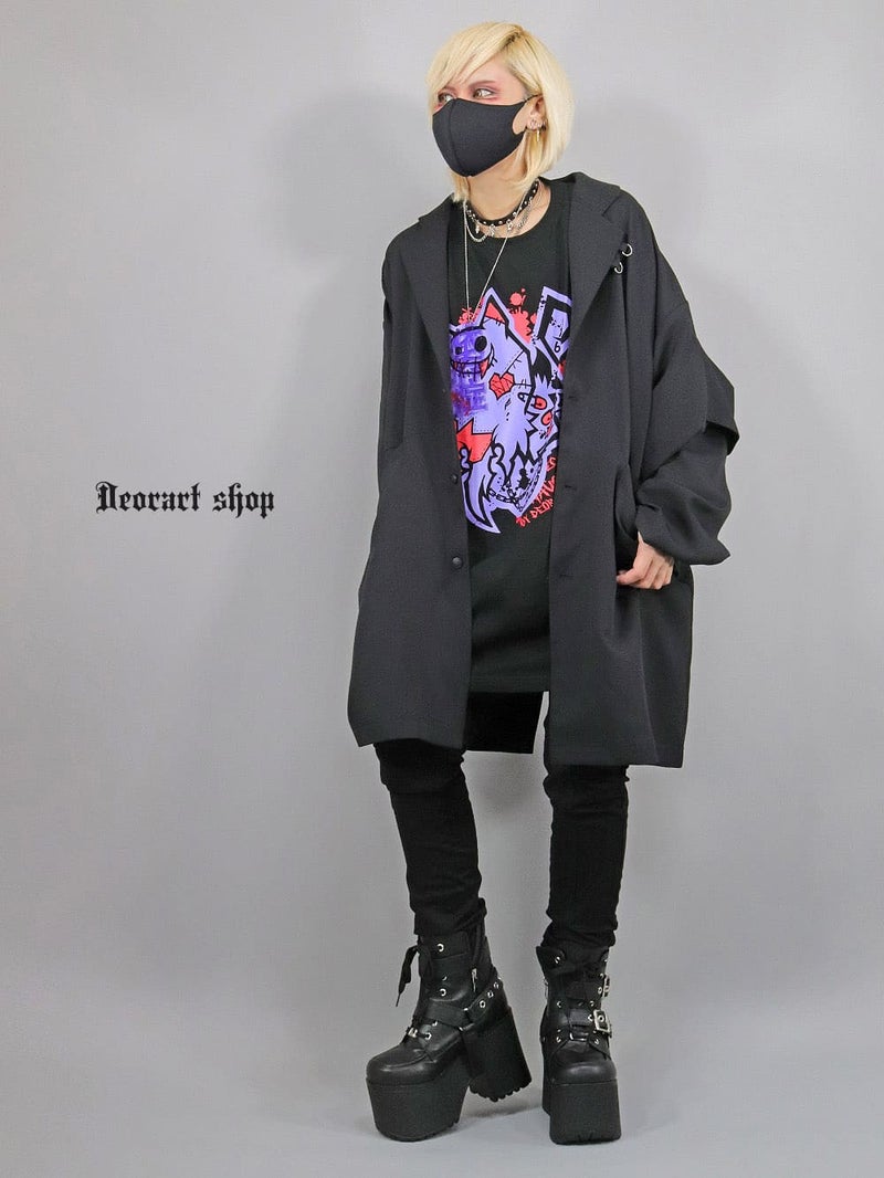 Deorart,ディオラート,ビッグT,オーバーサイズ,プリント,Tシャツ,NECOLA,ネコラ,地雷系,ペア,お揃い,天使,悪魔,メタル系,ライブ,V系,emo,Vrock
