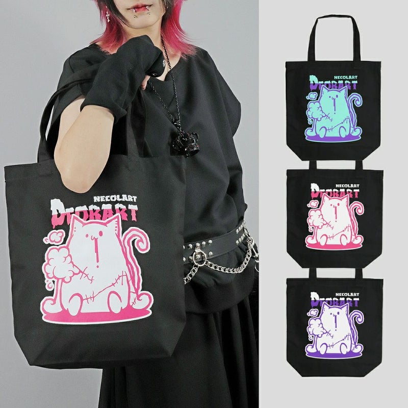 Deorart,ディオラート,パンクロック,サブカル系,NECOLA,ネコラ,地雷系, ペア,お揃い,バッグ,キャラクター,病み,猫,サブバッグ,エコバッグ,ライブ,V系,emo,Vrock