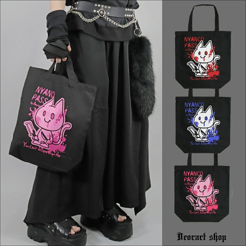 Deorart,ディオラート,パンクロック,サブカル系,NECOLA,ネコラ,地雷系, ペア,お揃い,バッグ,キャラクター,病み,猫,サブバッグ,エコバッグ,ライブ,V系,emo,Vrock