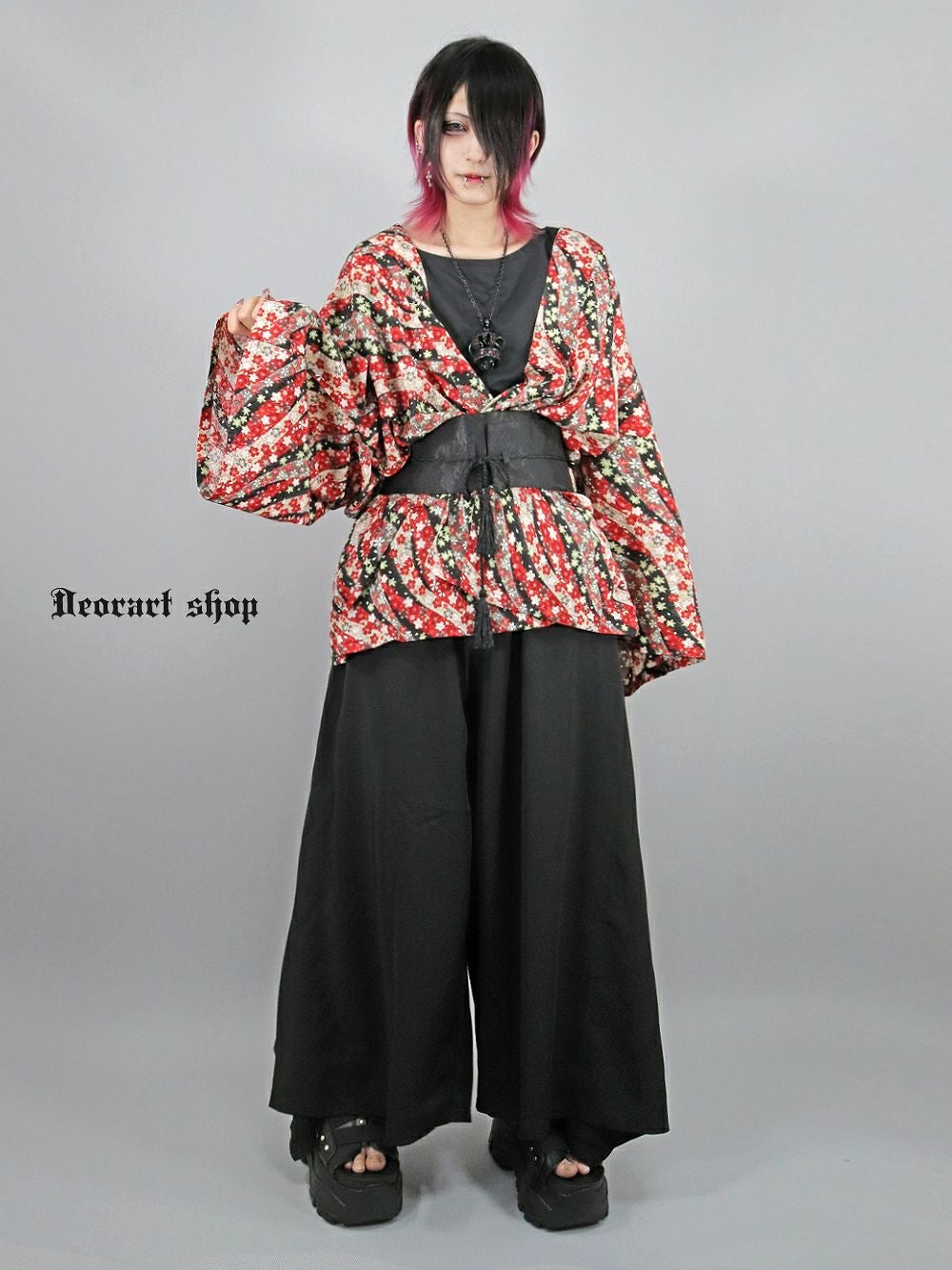 Deorart,ディオラート,和装,和柄,羽織り,浴衣,着物,赤,青,派手,ゴシック,和ゴス,コスプレ,衣装,, 地雷系,ライブ,V系,emo,Vrock,kimono,anime,fashion