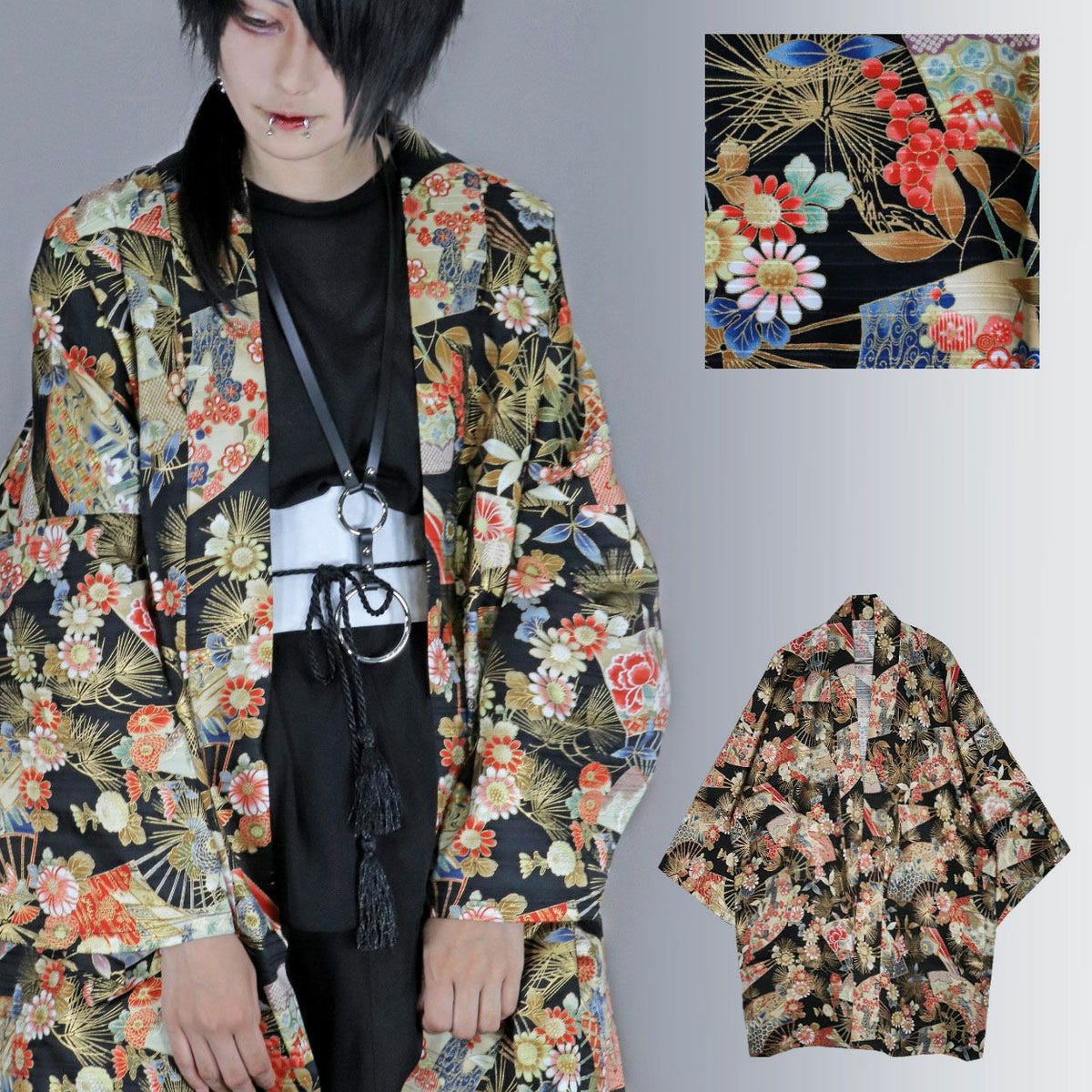 Deorart,ディオラート,和装,和柄,羽織り,浴衣,着物,赤,青,派手,ゴシック,和ゴス,コスプレ,衣装,, 地雷系,ライブ,V系,emo,Vrock,kimono,anime,fashion