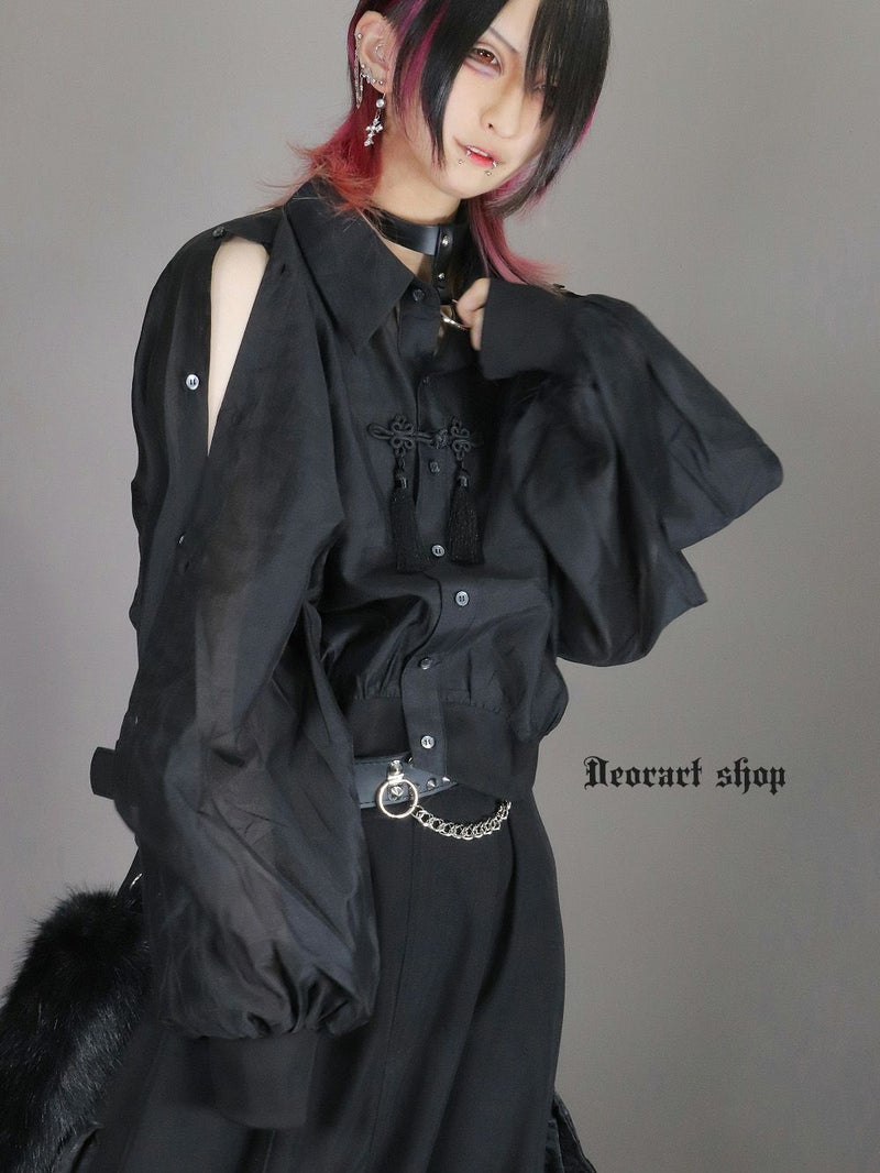 Deorart,ディオラート,地雷系,中華風,ネオチャイナ,和風,サイバー,原宿系,ジャージ,シアー,肩だし,セクシー,透け,V系,goth china,,emo,punk,rock,harajyuku,ゴシック,モード,ファッション,服,通販