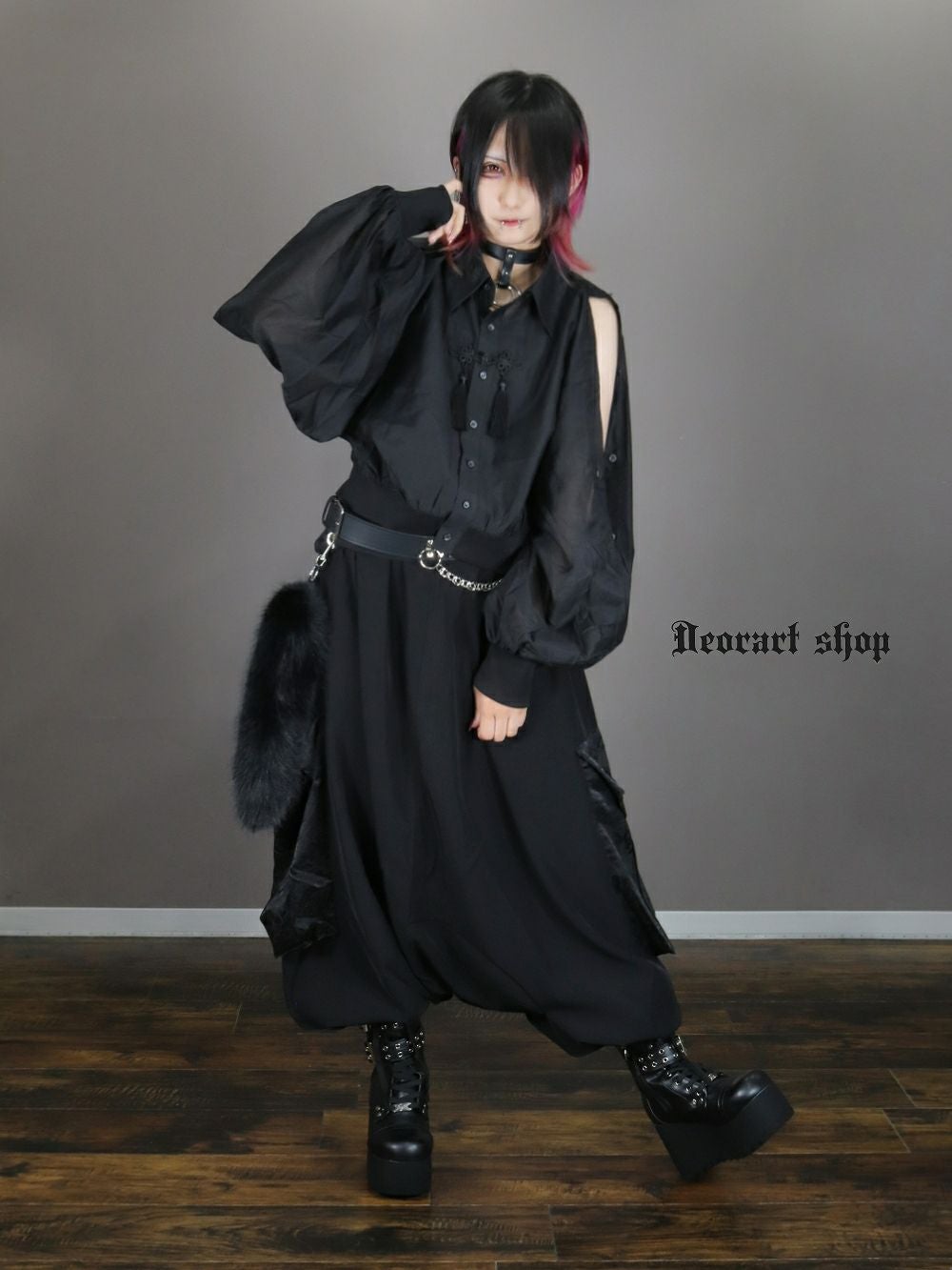 Deorart,ディオラート,地雷系,中華風,ネオチャイナ,和風,サイバー,原宿系,ジャージ,シアー,肩だし,セクシー,透け,V系,goth china,,emo,punk,rock,harajyuku,ゴシック,モード,ファッション,服,通販
