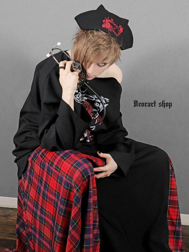 Deorart,ディオラート,ハロウィン・コスプレ・ナース・病院・ゾンビ・テーマパークコーデ・ホラー・衣装・大人・メンズ・レディス,包帯,ナースコーデ,ドクター,注射器,聴診器,プリント,医者,白衣,マッドサイエンティスト,,ゴスロリ,通販,地雷系,,V系,ヴィジュアル系,男,ファッション,mad scientist,emo,fashion