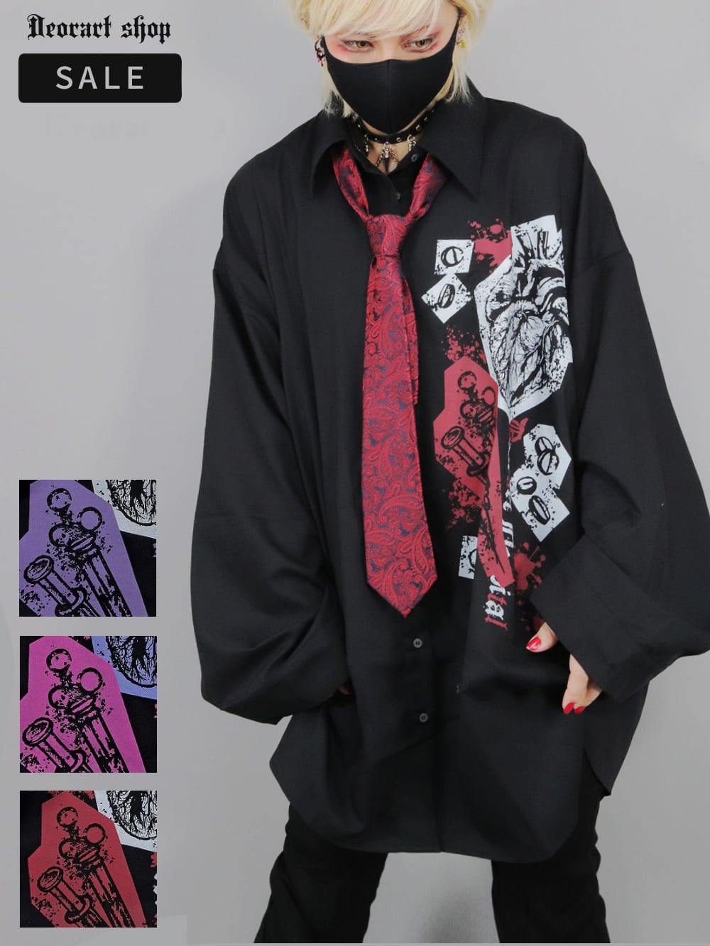 Deorart,ディオラート,病院風コーデ,血まみれ,包帯,ナースコーデ,ドクター,注射器,聴診器,プリント,医者,白衣,マッドサイエンティスト,ホラー,コスプレ,ゴスロリ,通販,地雷系,ハロウィン,衣装,バンド,コンカフェ,V系,ヴィジュアル系,男,メンズ,レディース,ファッション,mad scientist,emo,fashion