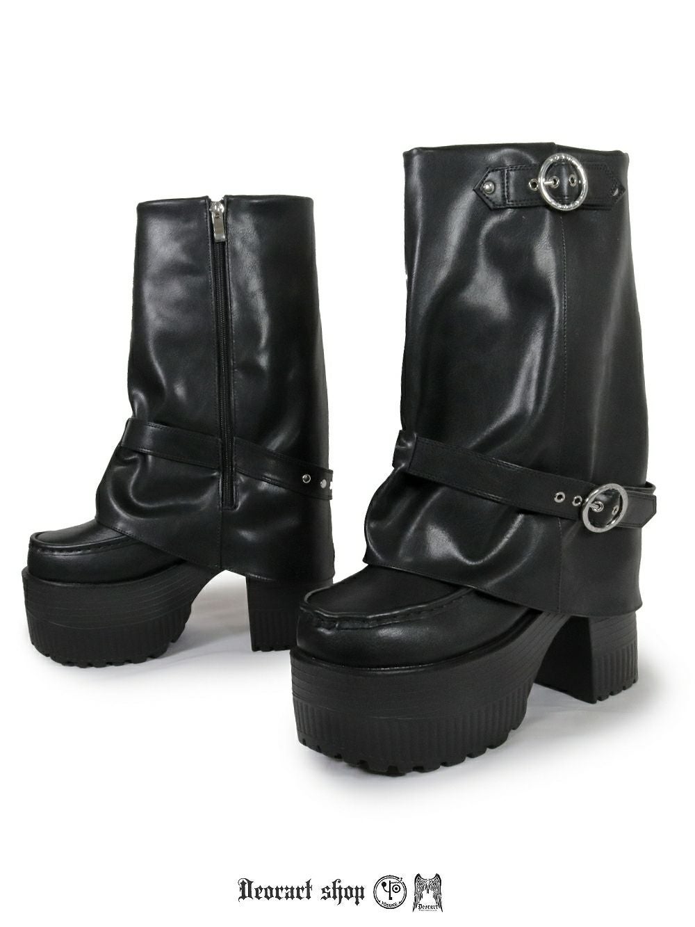 around the shoes ヒールブーツ 42 27cm ジョニー BY4299 [ SALE：23.5～25.0cm ] レッグカバー風 厚底 ブーツ (YOSUKE