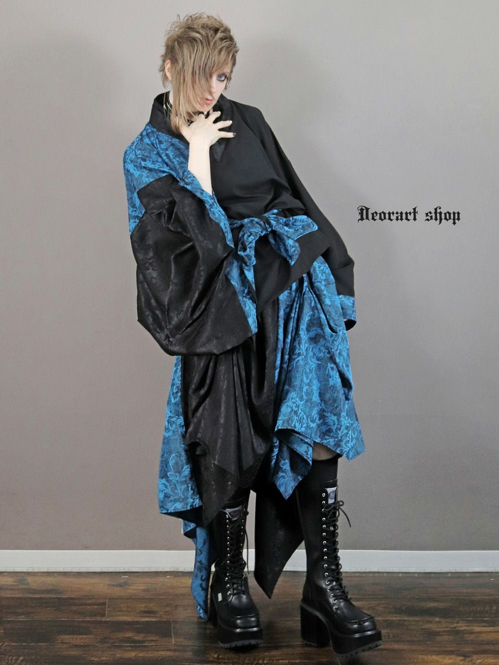 DRT2858 [GOTH CHINA] 帯付 KIMONO風 トップス [着物袖・帯付