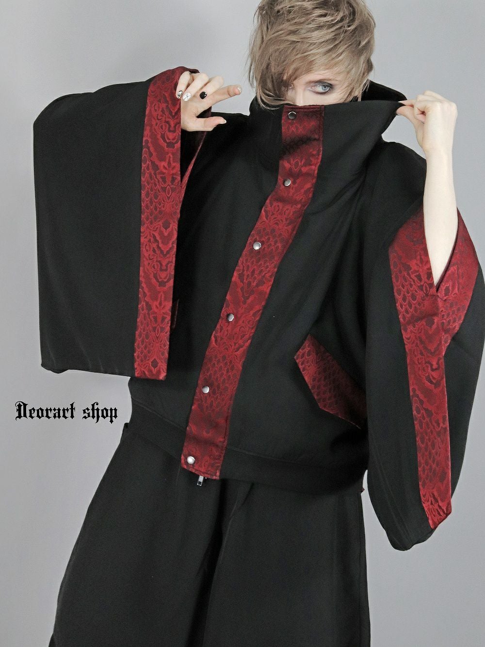 Deorart,ディオラート,冬コート,アウター,V系,ヴィジュアル系,ホスト,バンド,着物袖,和装,トンビコート,忍,コート,暁,ジャケット,振袖,妖怪妖怪,通販, Y2K,Vkei,anime,goth,emo,fashion,japan,kimono,ninjya,akatsuki,naruto,geisha,,Jrock