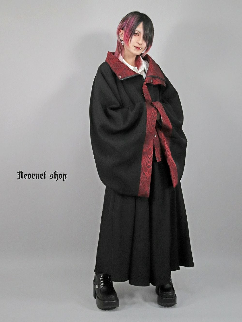Deorart,ディオラート,冬コート,アウター,V系,ヴィジュアル系,ホスト,バンド,着物袖,和装,トンビコート,忍,コート,暁,ジャケット,振袖,妖怪妖怪,通販, Y2K,Vkei,anime,goth,emo,fashion,japan,kimono,ninjya,akatsuki,naruto,geisha,,Jrock