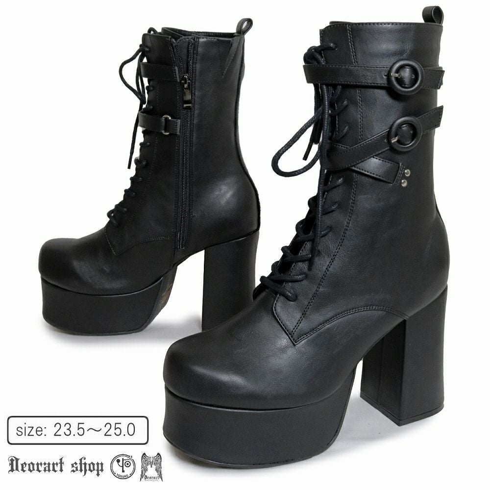 Deorart,ディオラート,厚底ブーツ,黒,ブーツ,原宿系ファッション,ベルト付,通販,20代,30代,40代,V系ファッション,秋冬,レディース,メンズ