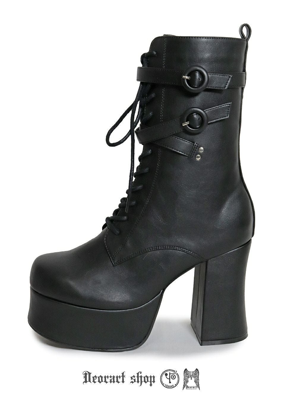 Deorart,ディオラート,厚底ブーツ,黒,ブーツ,原宿系ファッション,ベルト付,通販,20代,30代,40代,V系ファッション,秋冬,レディース,メンズ