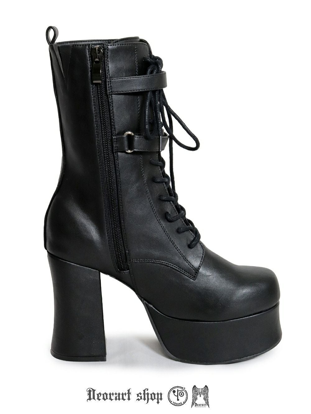 Deorart,ディオラート,厚底ブーツ,黒,ブーツ,原宿系ファッション,ベルト付,通販,20代,30代,40代,V系ファッション,秋冬,レディース,メンズ