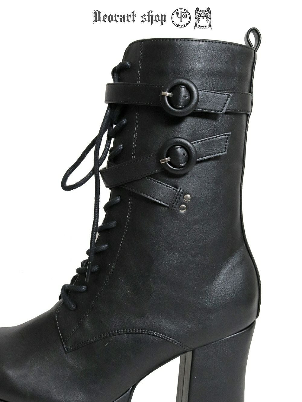 Deorart,ディオラート,厚底ブーツ,黒,ブーツ,原宿系ファッション,ベルト付,通販,20代,30代,40代,V系ファッション,秋冬,レディース,メンズ