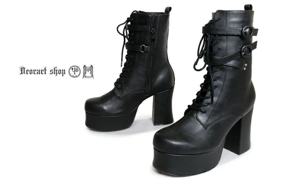 Deorart,ディオラート,厚底ブーツ,黒,ブーツ,原宿系ファッション,ベルト付,通販,20代,30代,40代,V系ファッション,秋冬,レディース,メンズ