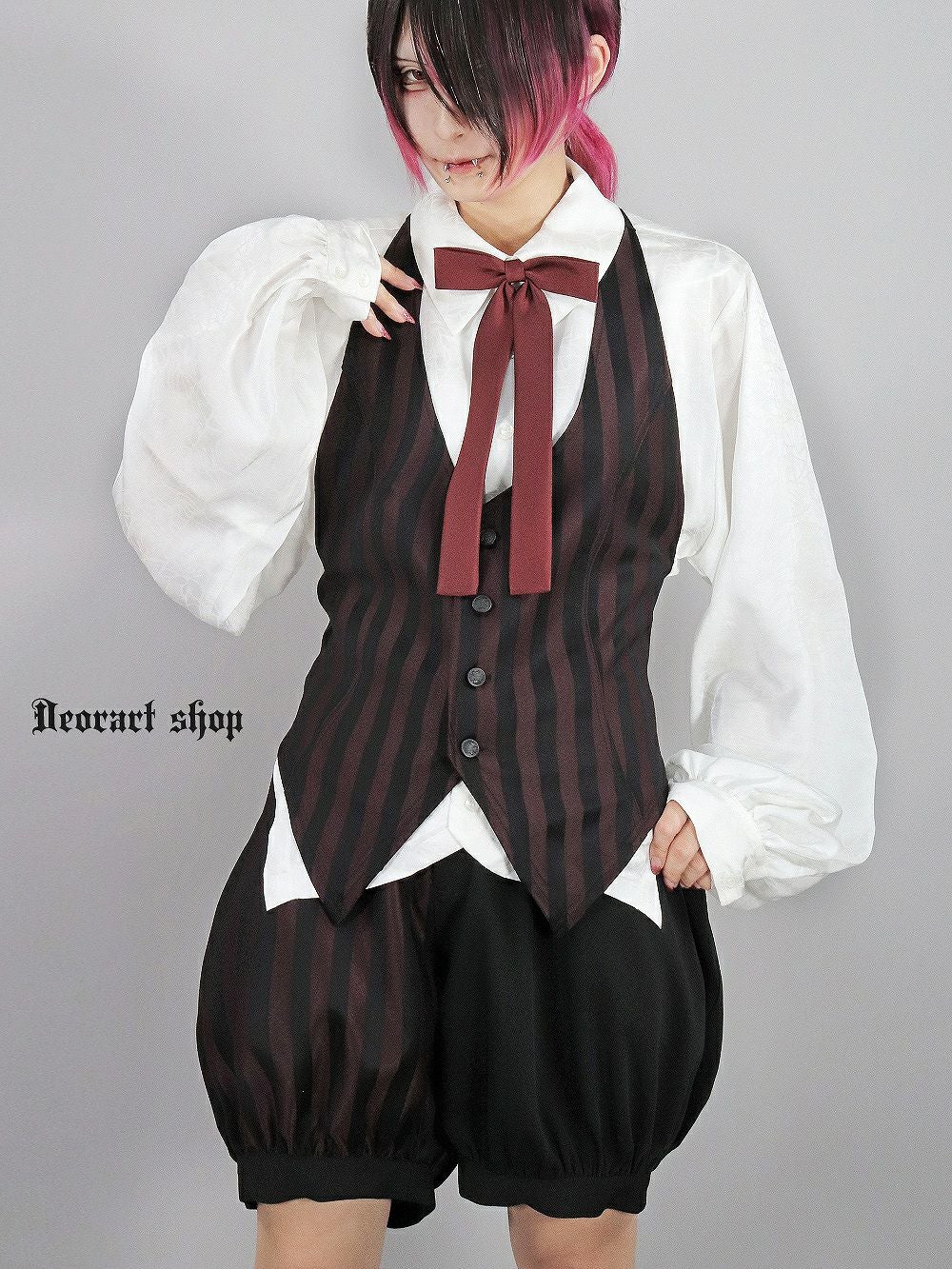 DRT2864 ストライプ ホルターネック ジレ・ベスト | Deorart shop
