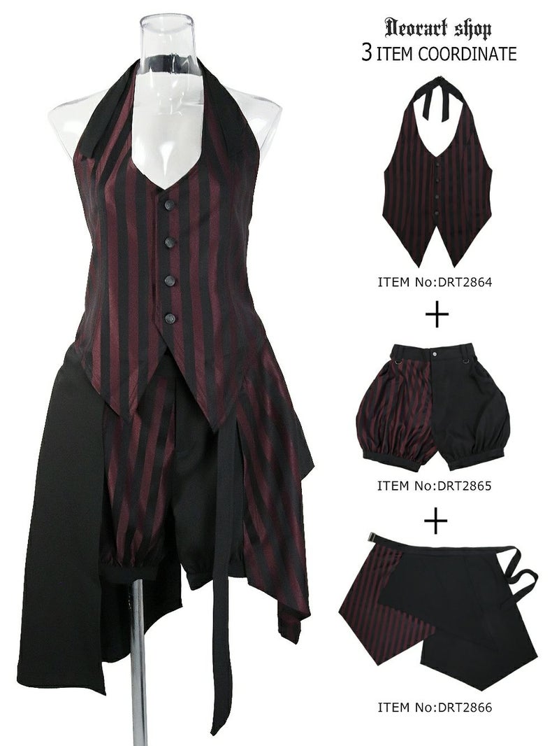 Deorart,ディオラート,V系,ストライプ,ホラー,地雷系,執事風ギャルソン,マント,ベスト,ジレ,中世,王子,セットアップ,V系,ヴィジュアル系,コーデ,ホスト,コンカフェ,ライブ,ファッション,ダンス衣装,メンズ,レディス,男装