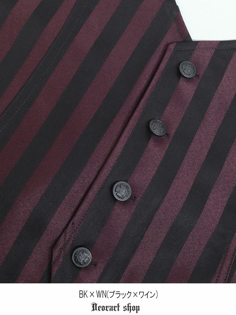 Deorart,ディオラート,V系,ストライプ,ホラー,地雷系,執事風ギャルソン,マント,ベスト,ジレ,中世,王子,セットアップ,V系,ヴィジュアル系,コーデ,ホスト,コンカフェ,ライブ,ファッション,ダンス衣装,メンズ,レディス,男装