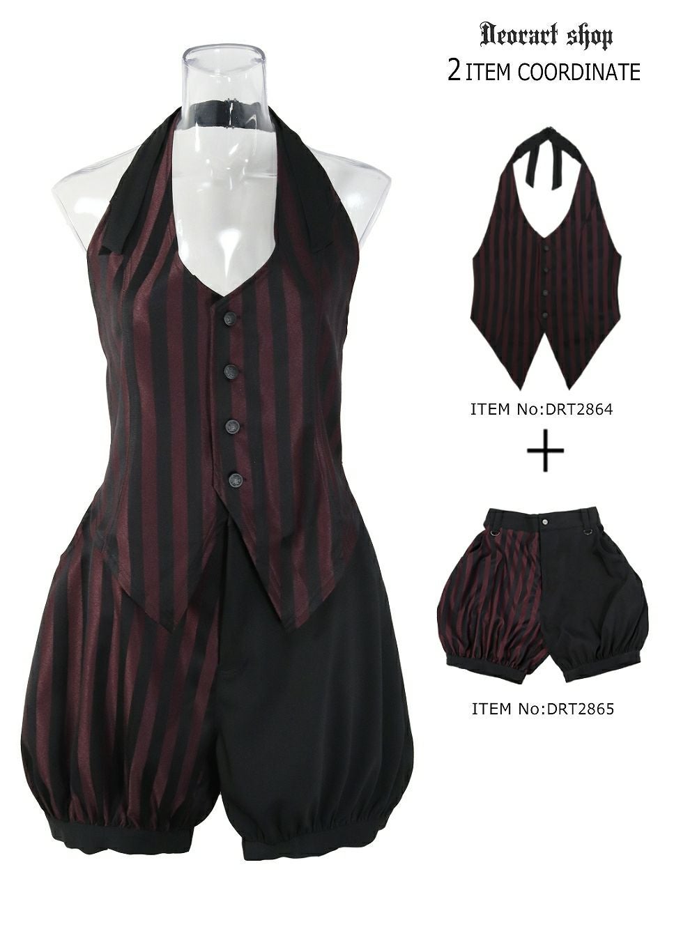 Deorart,ディオラート,V系,ストライプ,ホラー,地雷系,執事風ギャルソン,マント,王子,カボチャパンツ,ドロワーズ,バルーンショートパンツ,ショートパンツ,中世,セットアップ,V系,ヴィジュアル系,コーデ,ホスト,コンカフェ,ライブ,ファッション,ダンス衣装,メンズ,レディス,男装