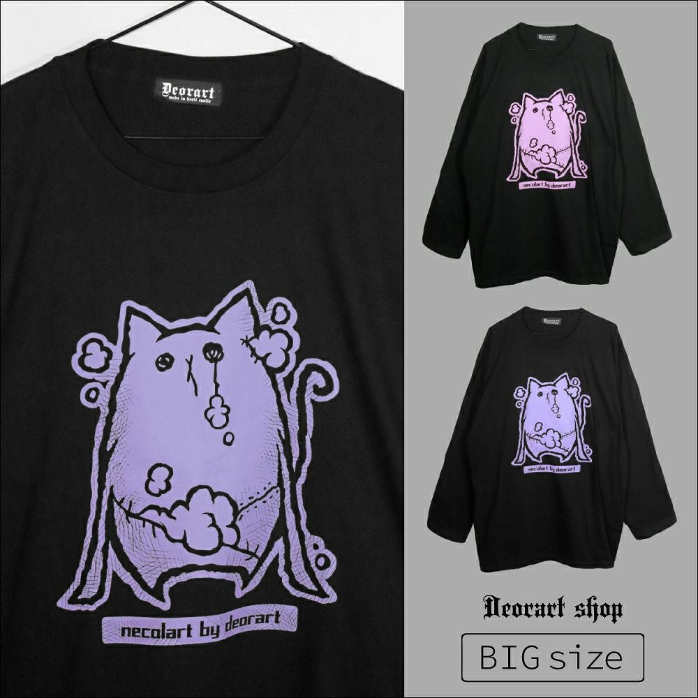 Deorart,ディオラート,necola,necolart,ネコラ,ネコラート,病みかわ,キャラクター,地雷,猫,プリント,イラスト,メンズ,レディス,ビッグT,大きいサイズ,オーバーサイズ,Tシャツ,ロンT,通販,ブランド