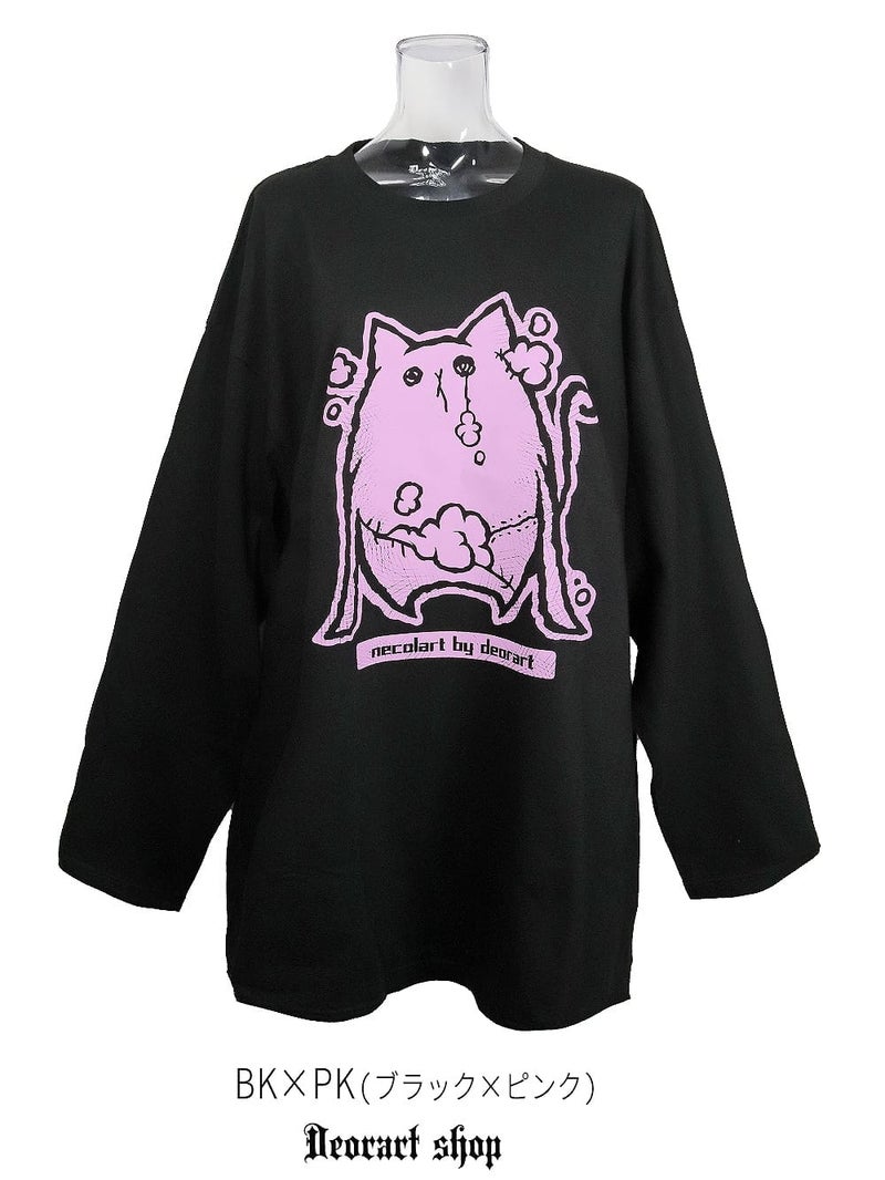 Deorart,ディオラート,necola,necolart,ネコラ,ネコラート,病みかわ,キャラクター,地雷,猫,プリント,イラスト,メンズ,レディス,ビッグT,大きいサイズ,オーバーサイズ,Tシャツ,ロンT,通販,ブランド